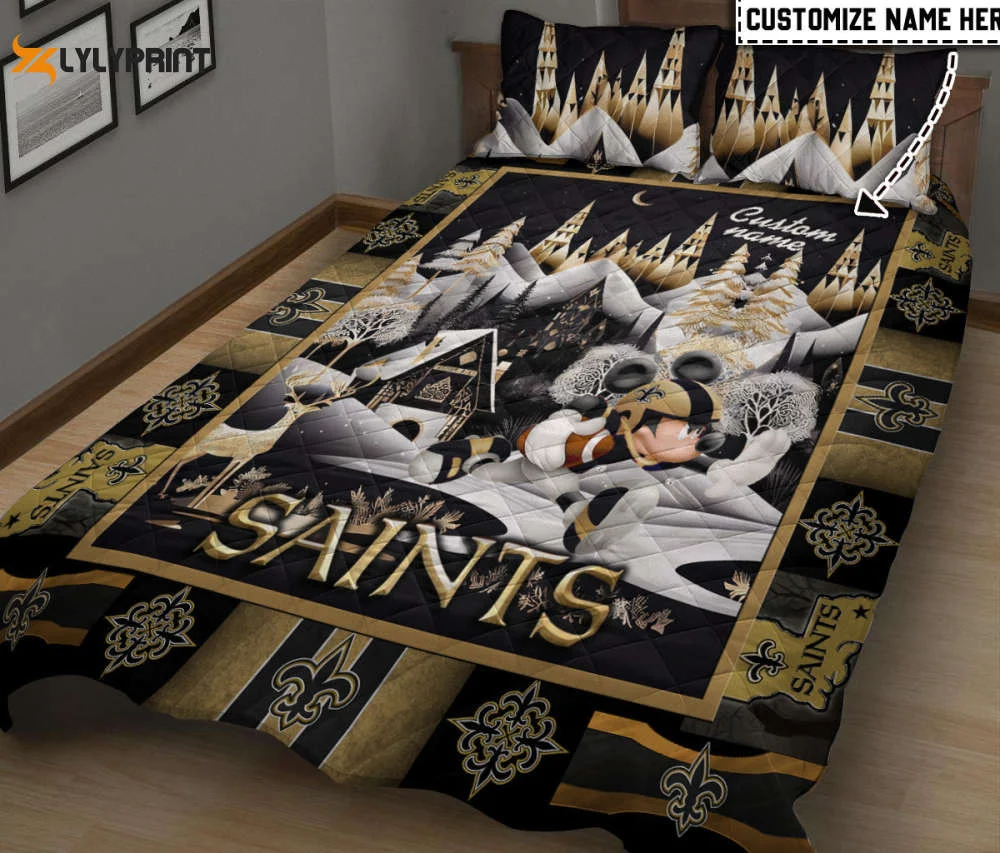 New Orleans Saints Personalized Quilt Set BG154 , Soft Quilt, King Size, All Season Cozy Quilt QB0901