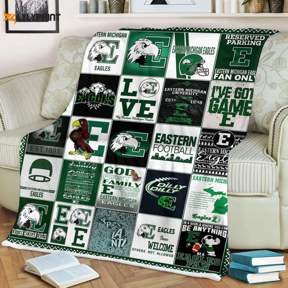 Eastern Michigan 2 Quilt Blanket For Fans Home Decor Gift ,  Soft Quilt, King Size, All Season Cozy Quilt QB0901