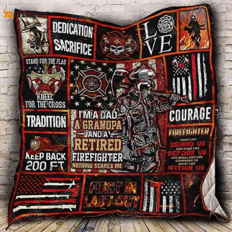 Firefighter Grandpa 3D Customized Quilt , Soft Quilt, King Size, All Season Cozy Quilt QB0901