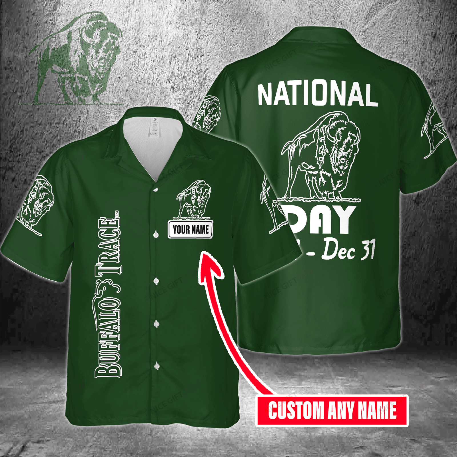 National Buffalo Trace Day Jan 1 – Dec 31 Custom Name Hawaiian Shirt For Men And Women HW0601