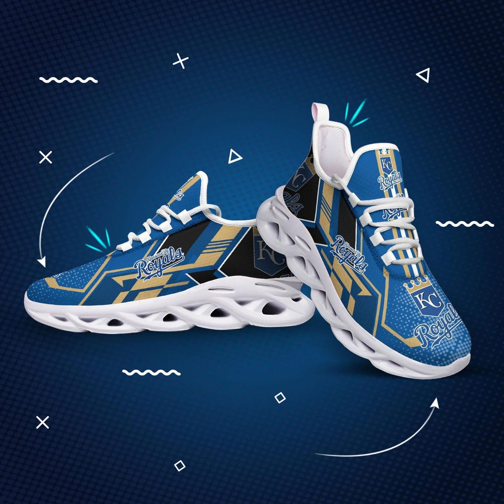 Custom MLB Kansas City Royals Max Soul Shoes V5 Unisex Women Men MS0601