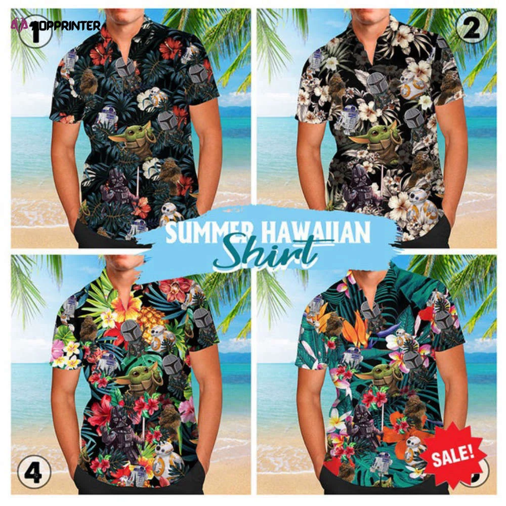 Star Wars Floral Aloha Hawaiian Button Down Shirt HW0601