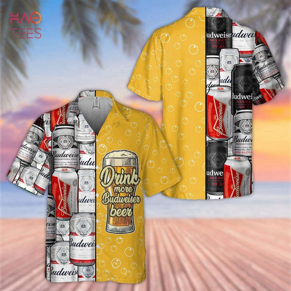 Drink More Budweiser Beer All Over Print 3D Hawaiian Shirt HW0601