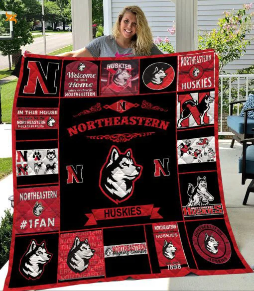 Northeastern Huskies 2 Quilt Blanket For Fans Home Decor Gift , Soft Quilt, King Size, All Season Cozy Quilt QB0901