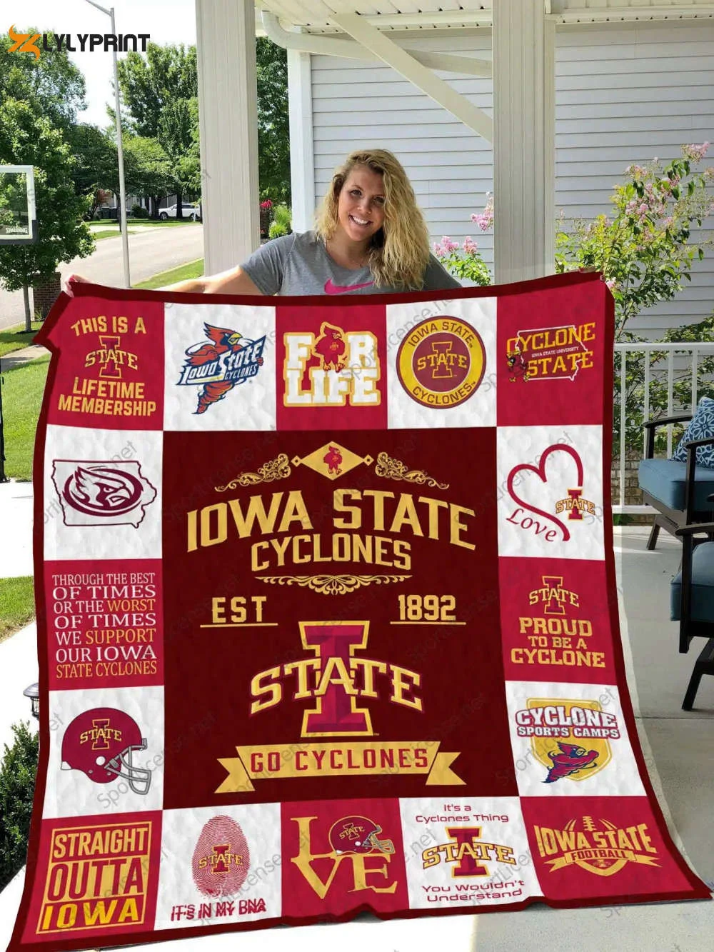 Iowa State Cyclone 4 Quilt Blanket For Fans Home Decor Gift ,  Soft Quilt, King Size, All Season Cozy Quilt QB0901