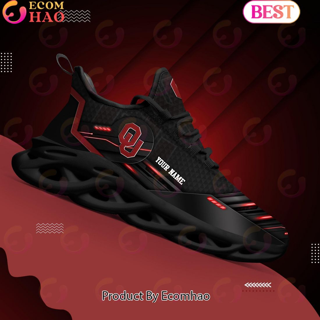 Oklahoma Sooners Team Black Clunky Max Soul Shoes Sneakers Custom Your Name  Unisex sneakers MS0601