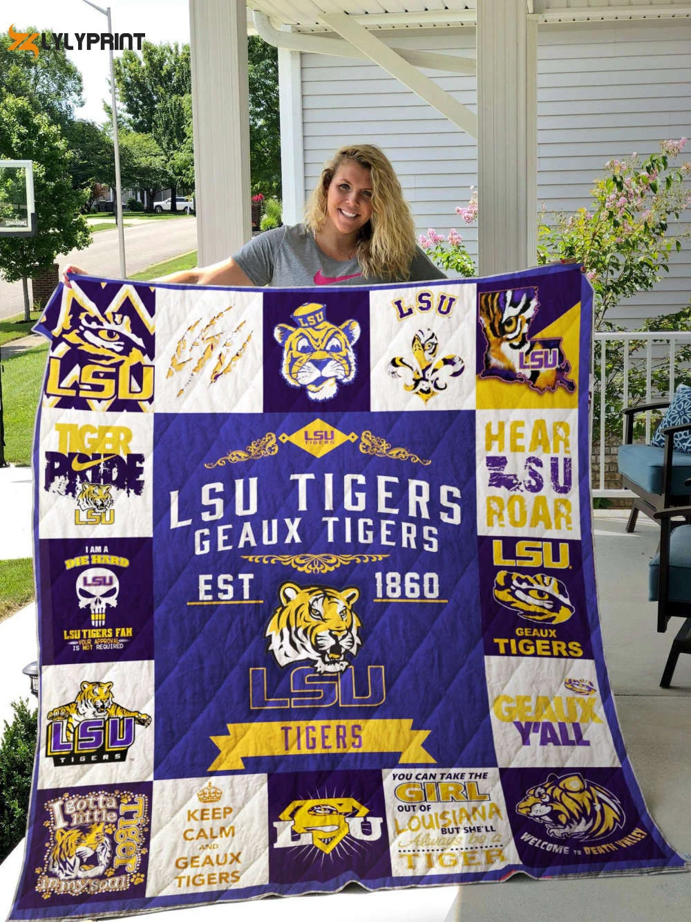 LSU Tigers 4 Quilt Blanket For Fans Home Decor Gift , Soft Quilt, King Size, All Season Cozy Quilt QB0901
