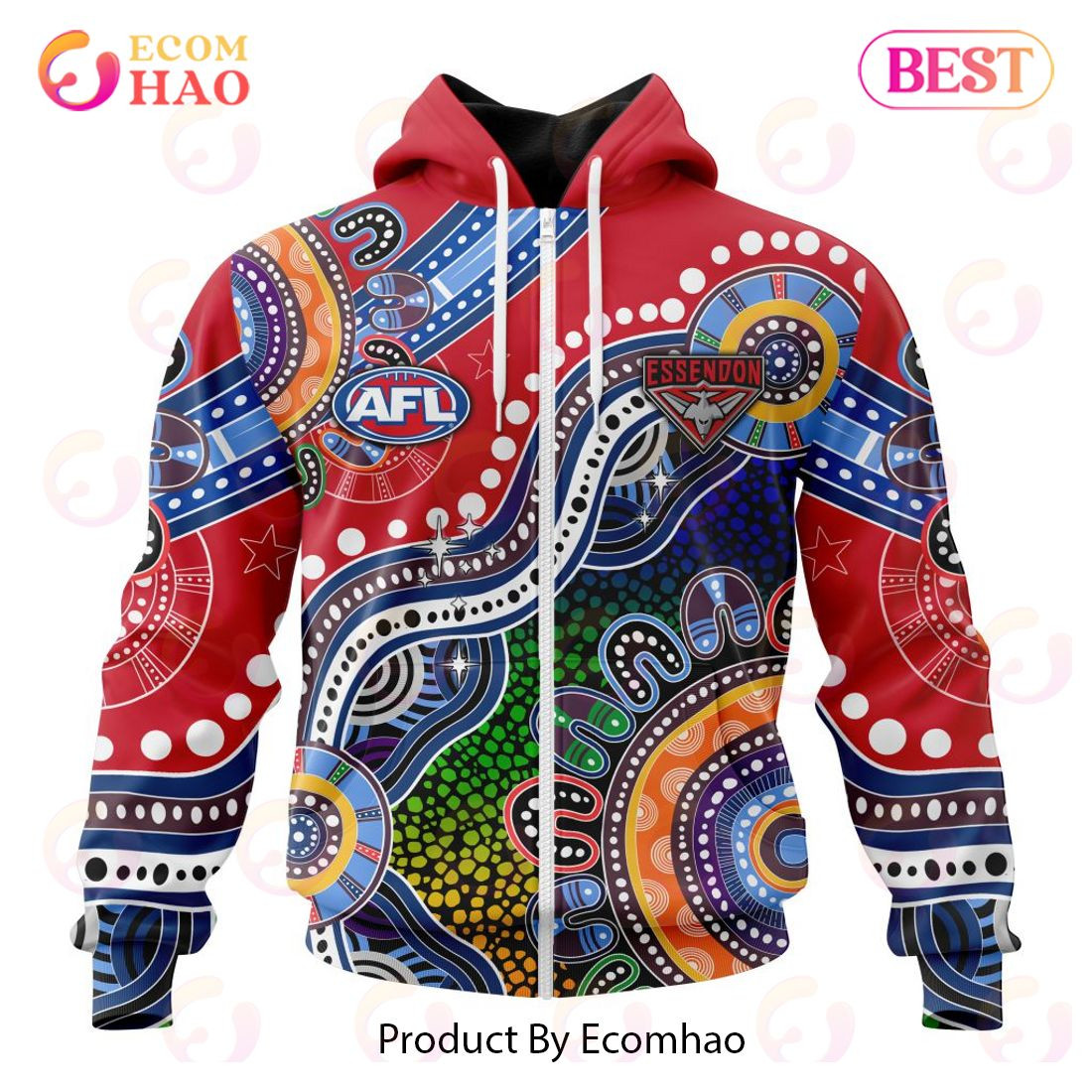 AFL Essendon Football Club Special Indigenous Design 3D Hoodie, Zip Hoodie, Man - Women, Warm, Premium Quality HZ0501