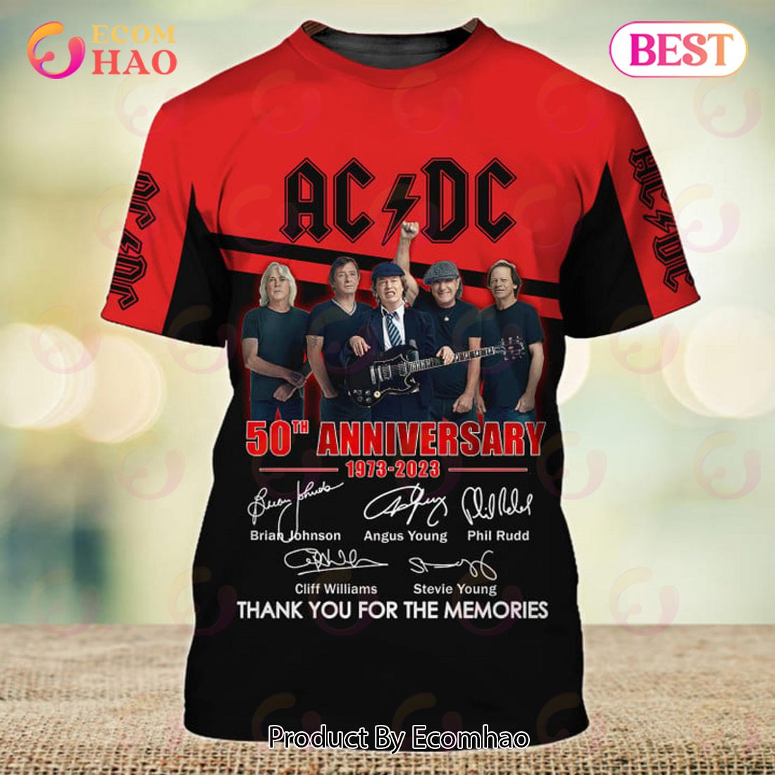ACDC Rock Band 50th Anniversary 1973 – 2023 3D Print T-Shirt, Zip Hoodie, Man – Women, Warm, Premium Quality HZ0501