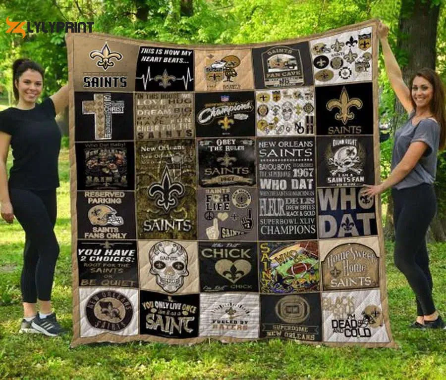 New Orleans Saints 2 Quilt Blanket For Fans Home Decor Gift ,  Soft Quilt, King Size, All Season Cozy Quilt QB0901