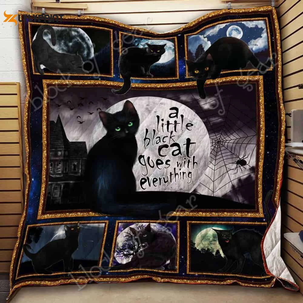 A Little Black Cat Goes With Everything 3D Customized Quilt , Soft Quilt, King Size, All Season Cozy Quilt QB0901