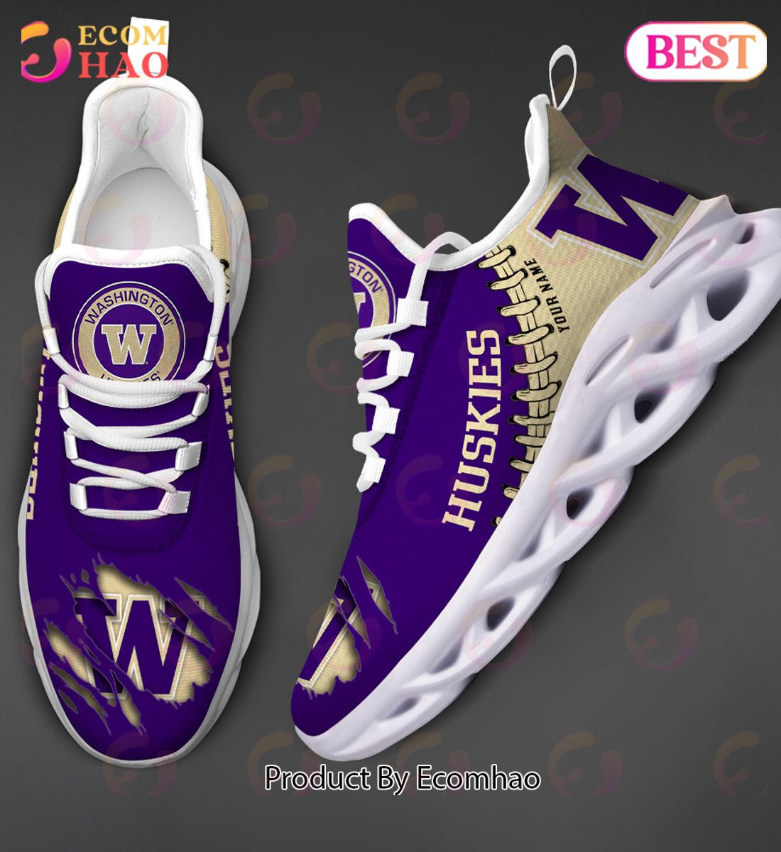 Washington Huskies Max Soul Shoes Custom Name  Unisex sneakers MS0601