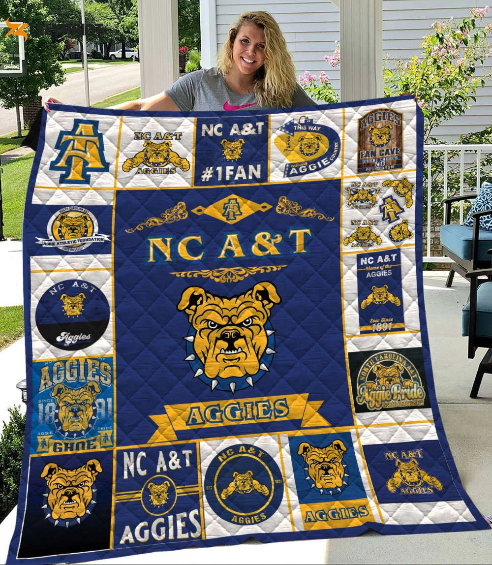 North Carolina A&T Aggies 2 Quilt Blanket For Fans Home Decor Gift , Soft Quilt, King Size, All Season Cozy Quilt QB0901