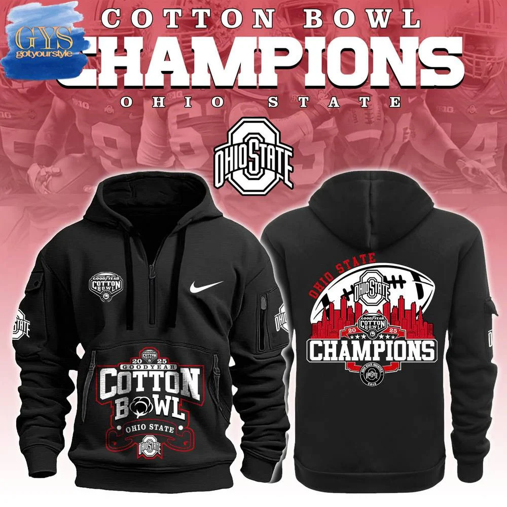 Ohio State Cotton Bowl Champions Limited Edition Half Zip Hoodie QTZ0601