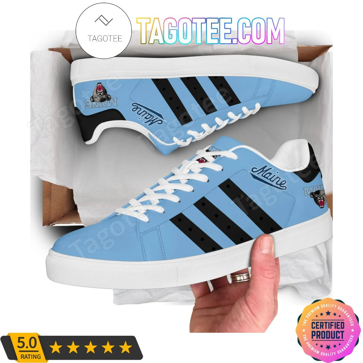 NCAA Maine Black Bears Blue Stan Smith Shoes , Trendy Style Sneakers ST0801