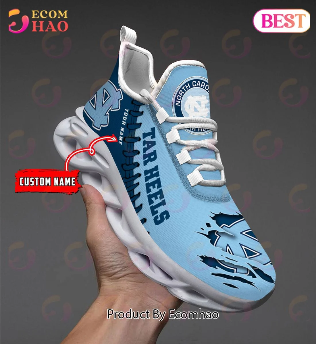 North Carolina Tar Heels Max Soul Shoes Custom Name  Unisex sneakers MS0601