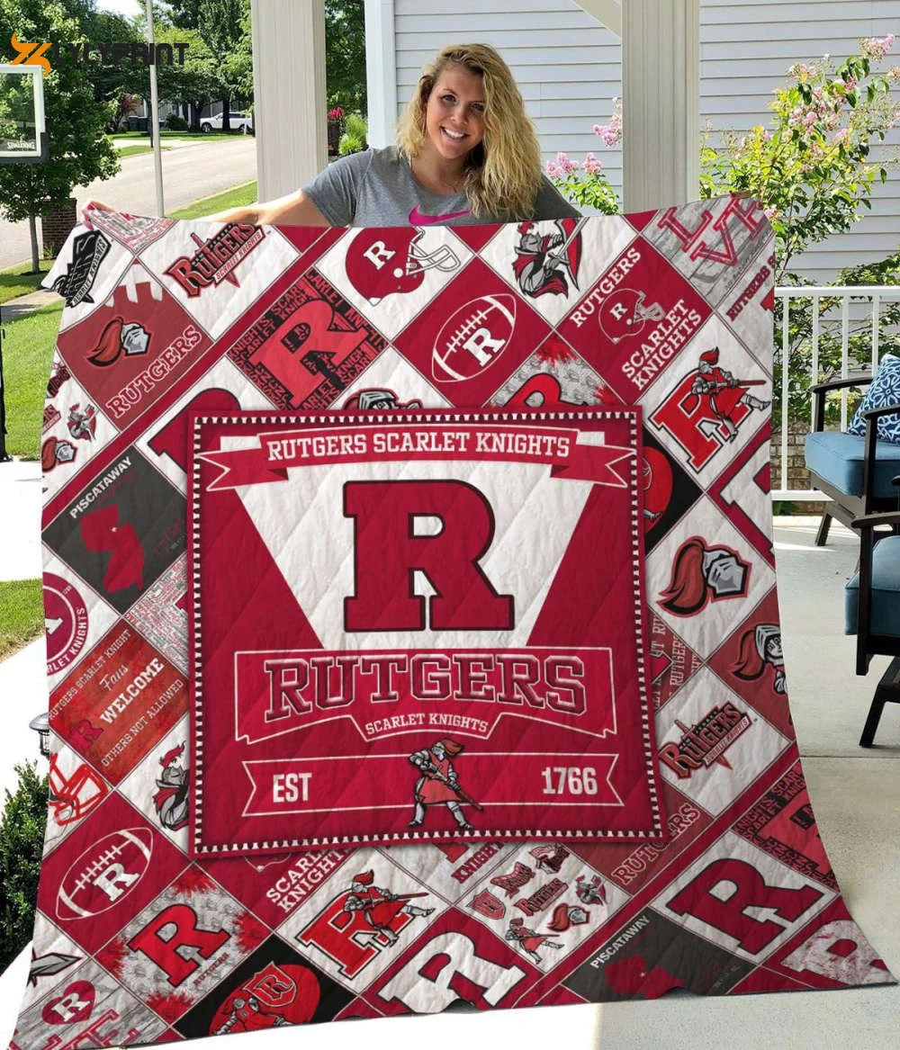 Rutgers Scarlet Knights Quilt Blanket For Fans Home Decor Gift , Soft Quilt, King Size, All Season Cozy Quilt QB0901
