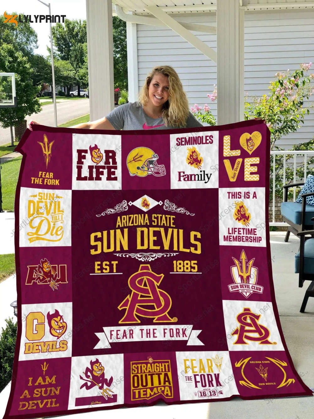 Arizona State Sun Devils Quilt Blanket For Fans Home Decor Gift , Soft Quilt, King Size, All Season Cozy Quilt QB0901