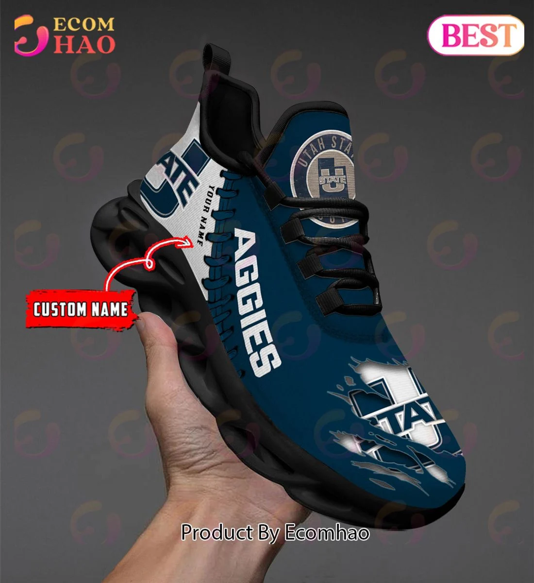 Utah State Aggies Max Soul Shoes Custom Name  Unisex sneakers MS0601