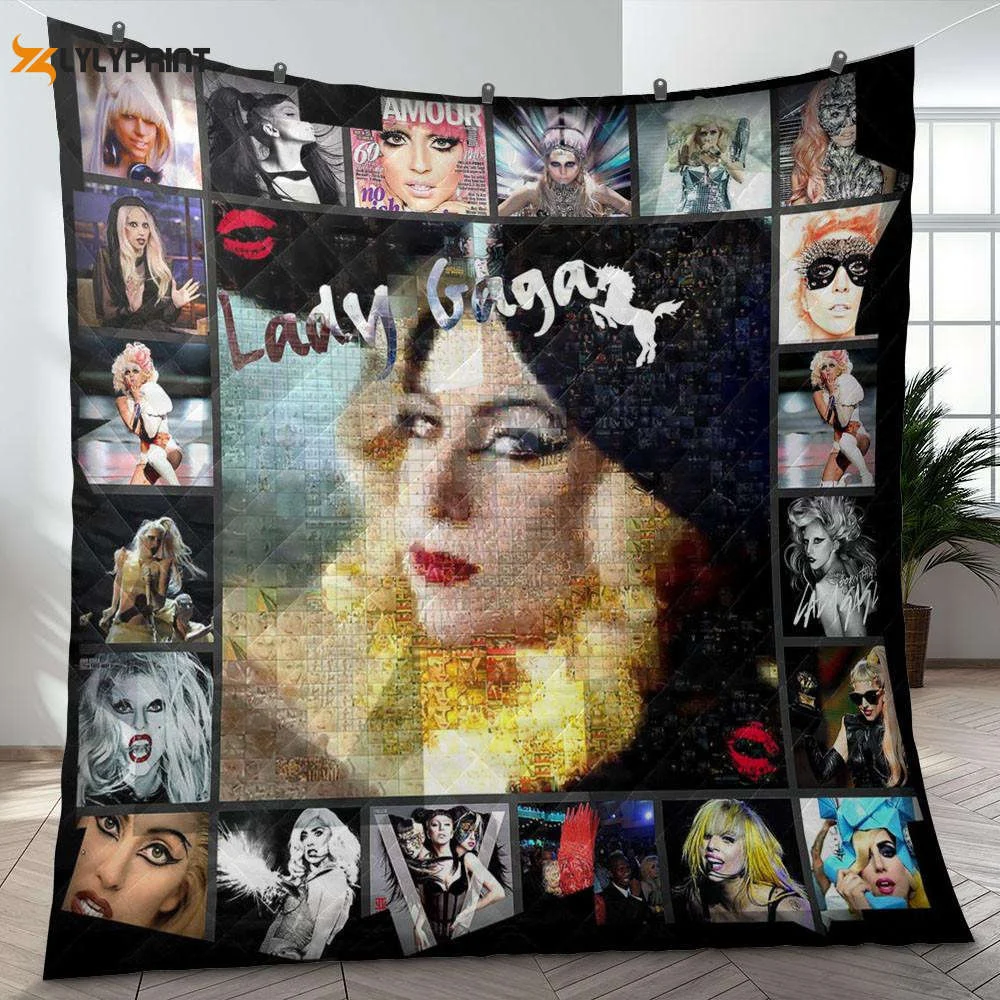 Lady Gaga Singer Fan Gift, Lady Gaga Album Cover Collection Quilt Blanket For Fans Home Decor Gift ,  Soft Quilt, King Size, All Season Cozy Quilt QB0901