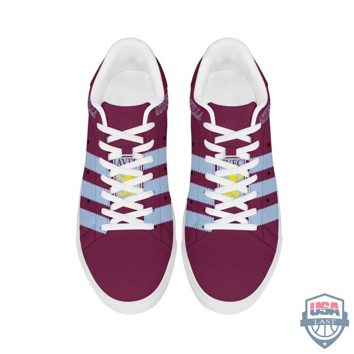 Aston Villa FC Claret Blue Stan Smith Shoes for Ladies Men, Trendy Style Sneakers ST0801