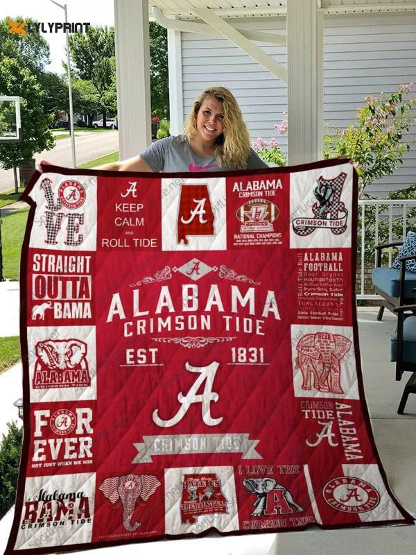 Alabama Crimson Tide Quilt Blanket For Fans Home Decor Gift , Soft Quilt, King Size, All Season Cozy Quilt QB0901