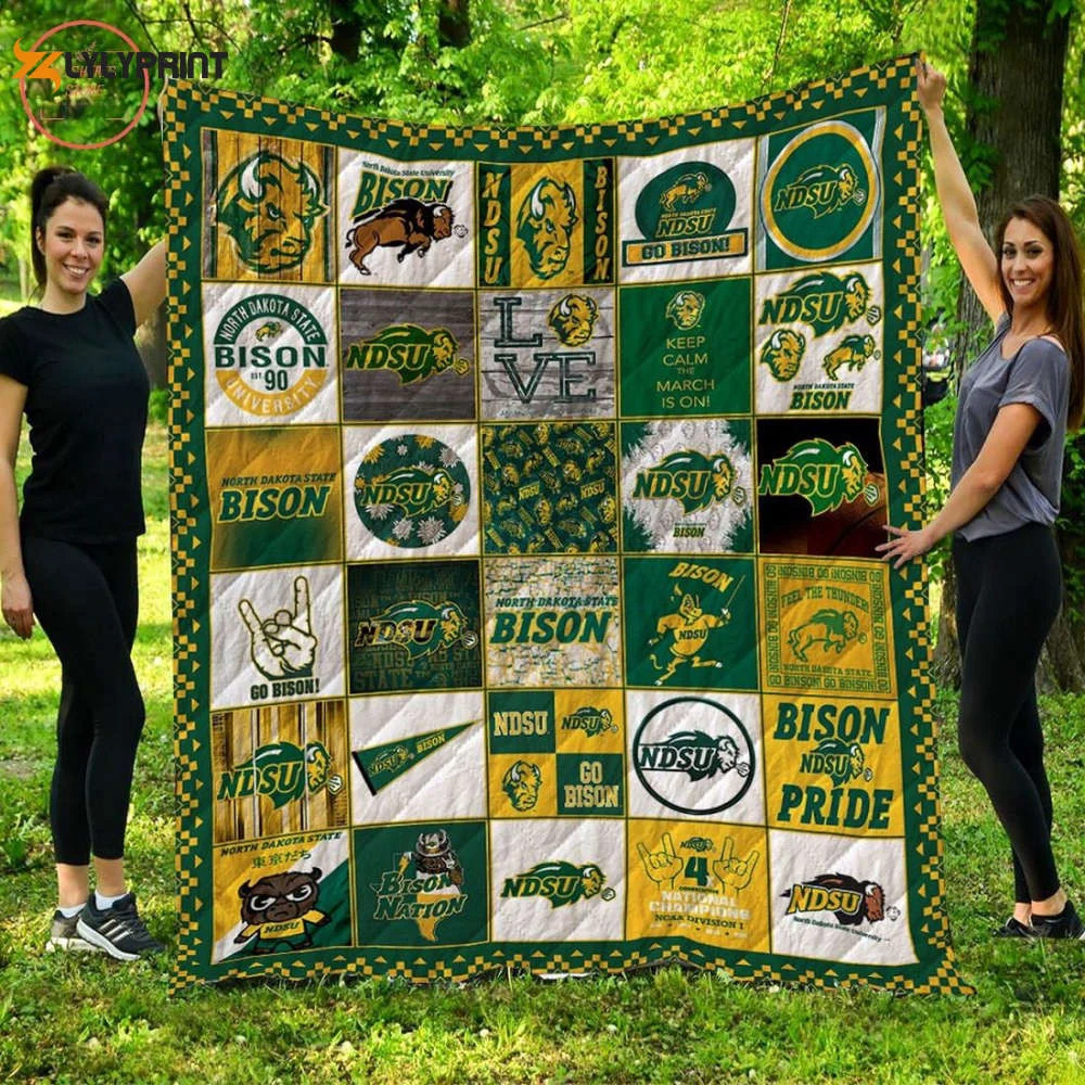 North Dakota State Bison Quilt Blanket For Fans Home Decor Gift , Soft Quilt, King Size, All Season Cozy Quilt QB0901