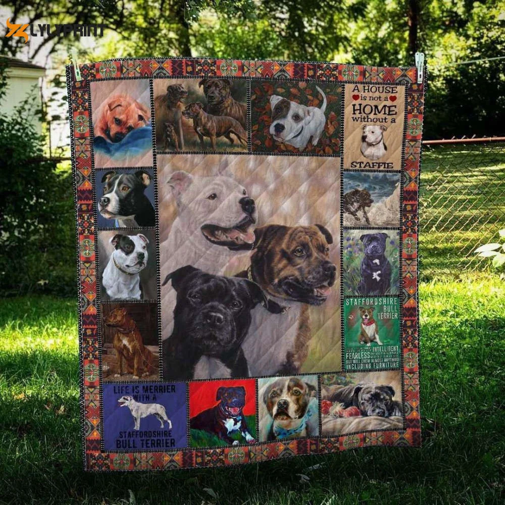 Staffordshire Bull Terrier 3D Customized Quilt , Soft Quilt, King Size, All Season Cozy Quilt QB0901
