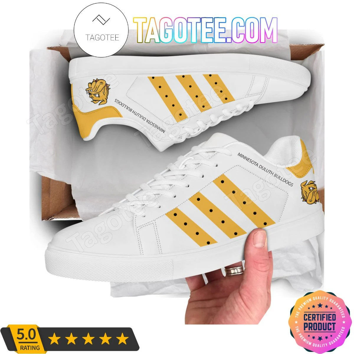 NCAA Minnesota Duluth Bulldogs White Stan Smith Shoes , Trendy Style Sneakers ST0801