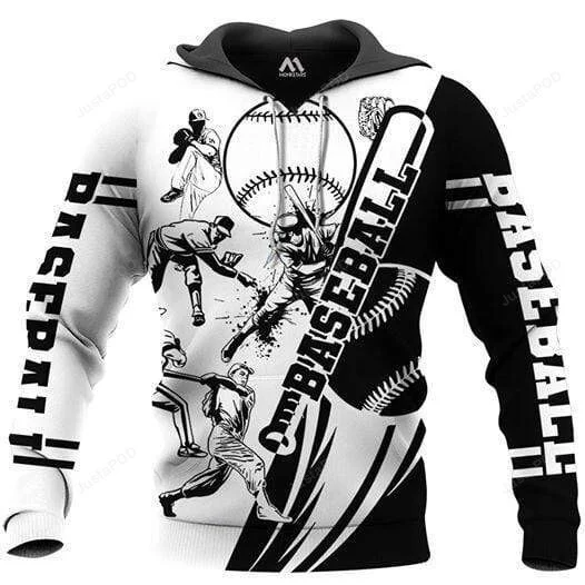 B&W Baseball 3D All Print Hoodie, Zip- Up Hoodie HZ0501