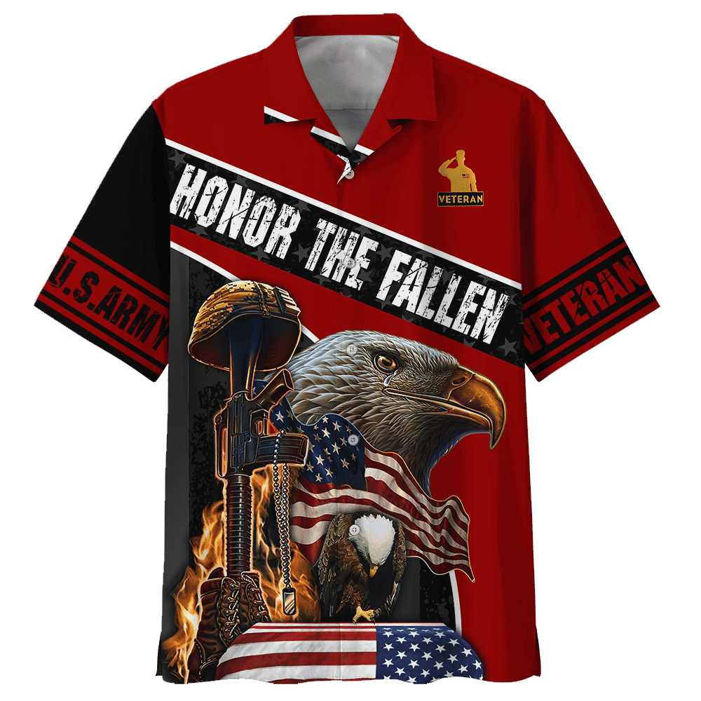 Army Eagle Honor The Fallen Red Hawaiian Shirt HW0601