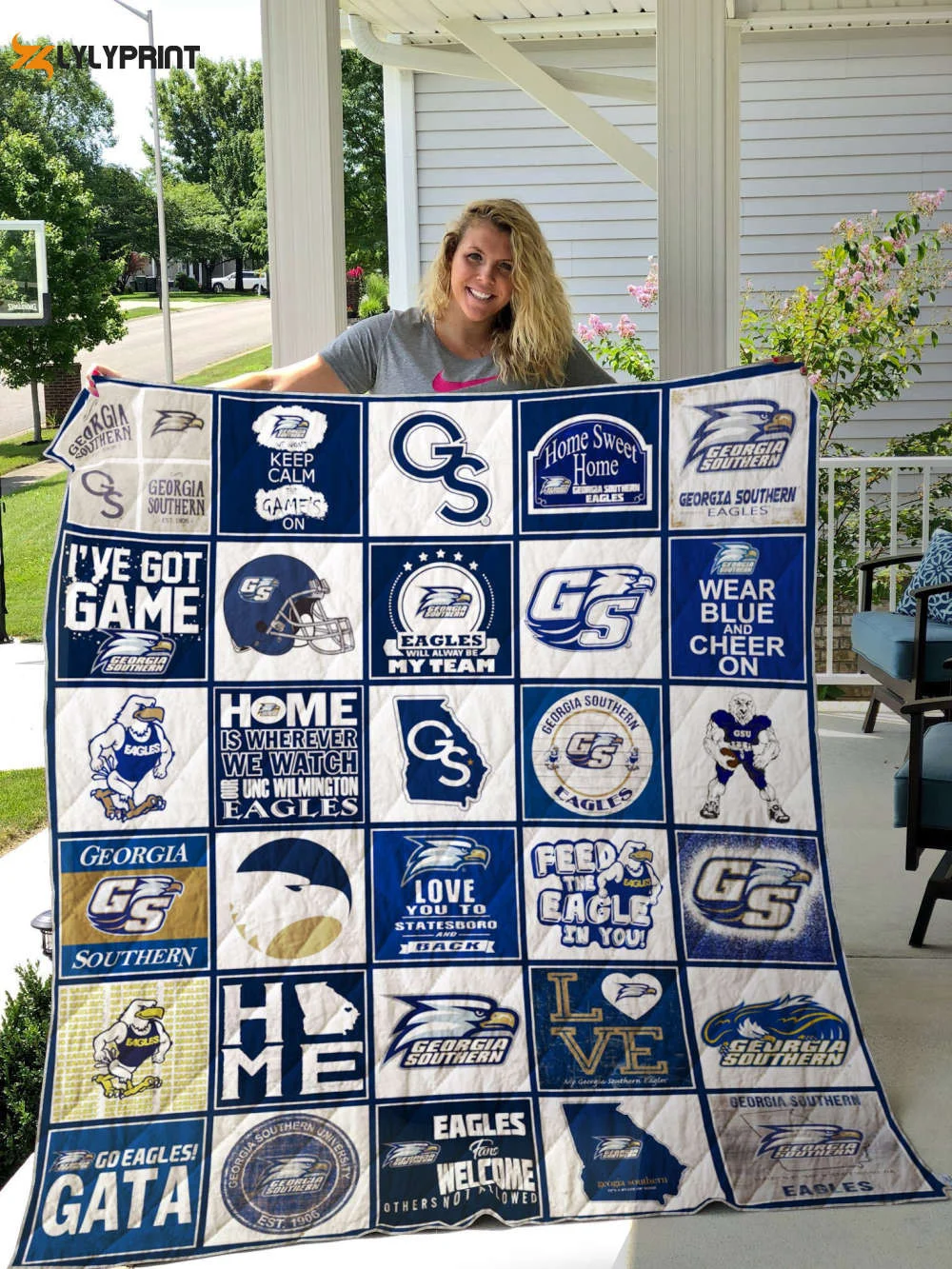 Georgia Southern Eagles 4 Quilt Blanket For Fans Home Decor Gift , Soft Quilt, King Size, All Season Cozy Quilt QB0901