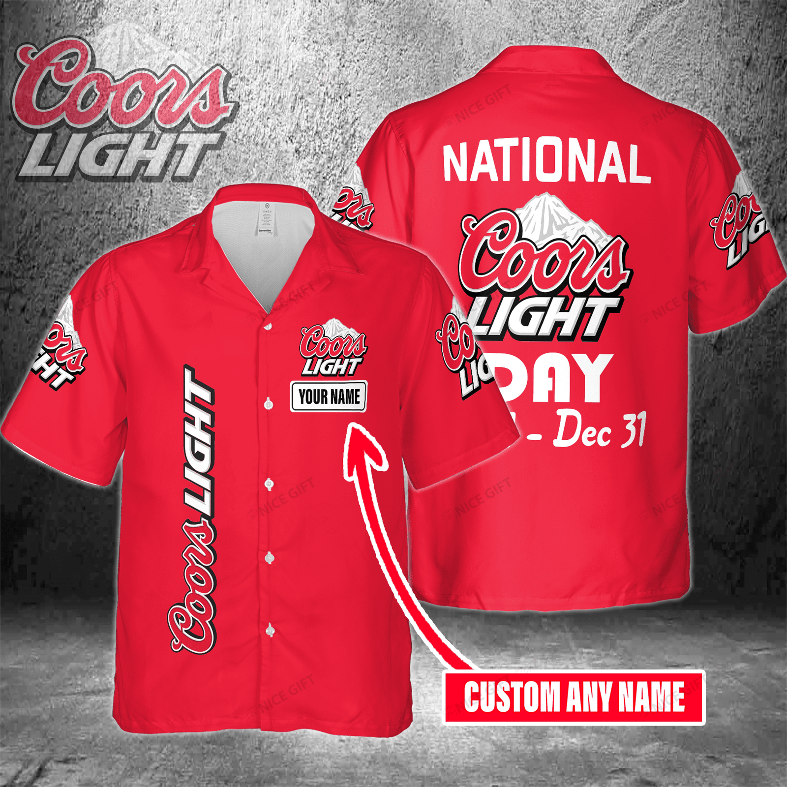 National Coors Light Day Jan 1 – Dec 31 Custom Name Hawaiian Shirt For Men And Women HW0601