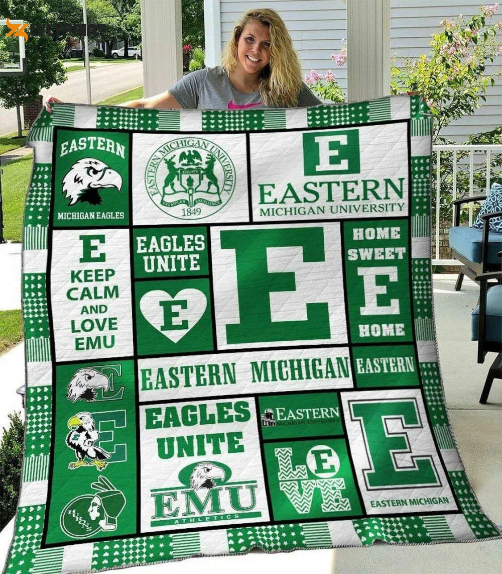 Eastern Michigan 3 Quilt Blanket For Fans Home Decor Gift , Soft Quilt, King Size, All Season Cozy Quilt QB0901
