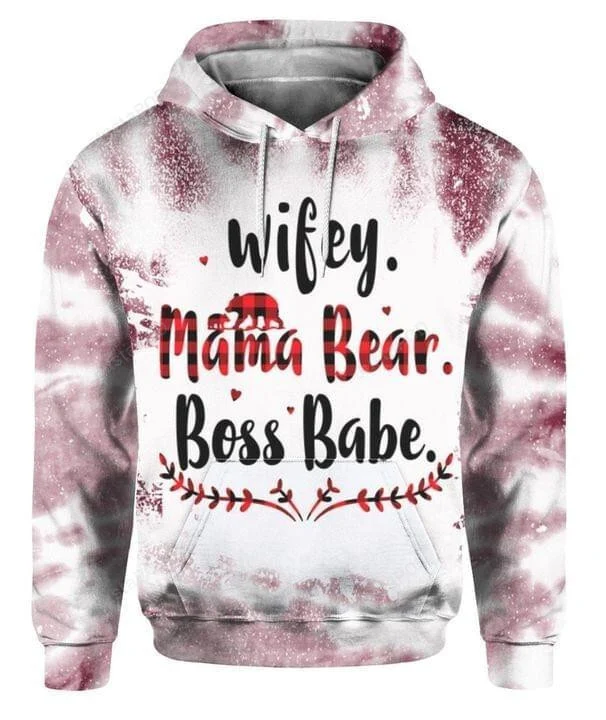 Wifey Mama Bear Boss Babe 3D All Print Hoodie, Zip- Up Hoodie HZ0501