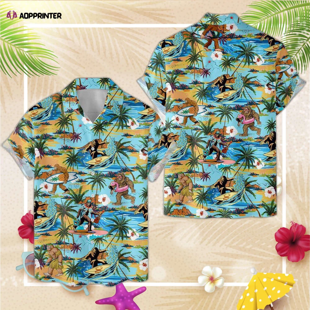 Bigfoot Hawaiian Shirt, Tropical Summer Aloha Casual Shirts, Gift For Men Women HW0601