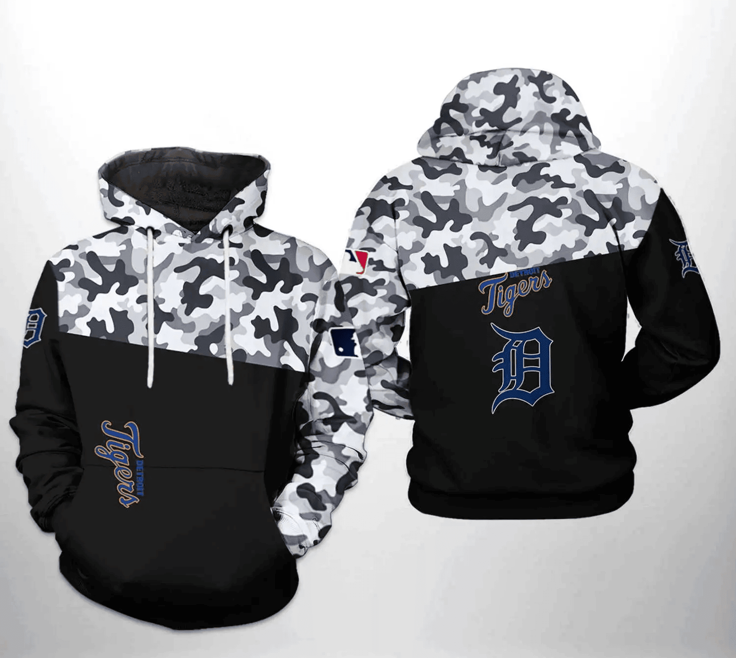Shop the Detroit Tigers Camo Veteran 3D Hoodie Zipper Hoodie AOP Shirt for Unique Style HZ0501