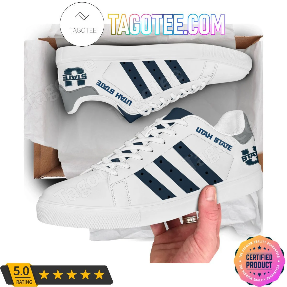 NCAA Utah State Aggies White Stan Smith Shoes , Trendy Style Sneakers ST0801
