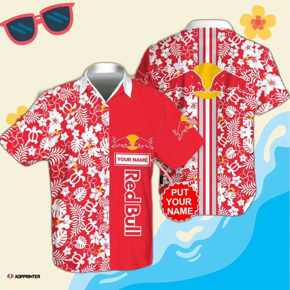 Personalized Red Bull Racing Printed Summer Floral Summer Beach Hawaiian Shirt HW0601