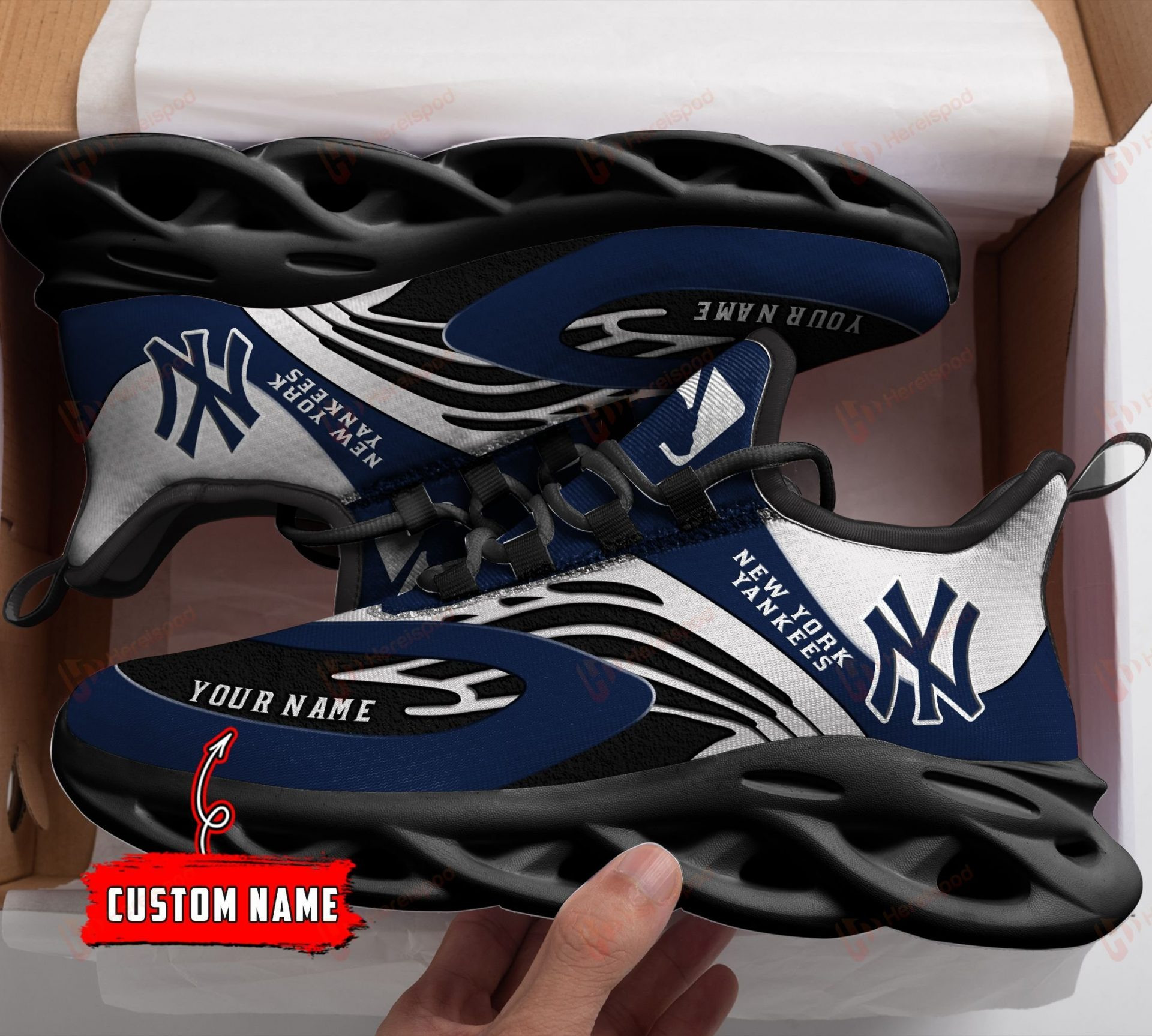 Custom MLB New York Yankees Custom Name Max Soul Shoes V6 Sneaker MS0601