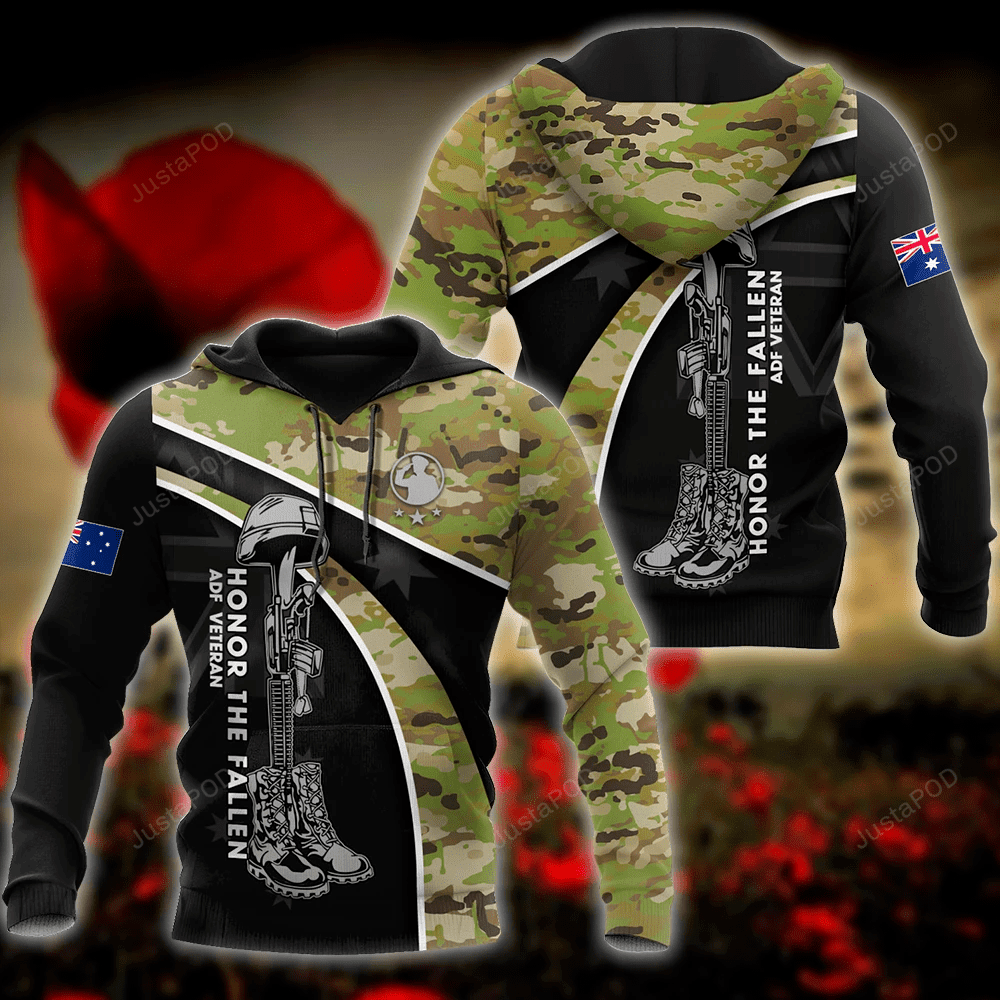 Honor The Fallen ADF Veteran Camo 3D All Print Hoodie, Zip- Up Hoodie HZ0501