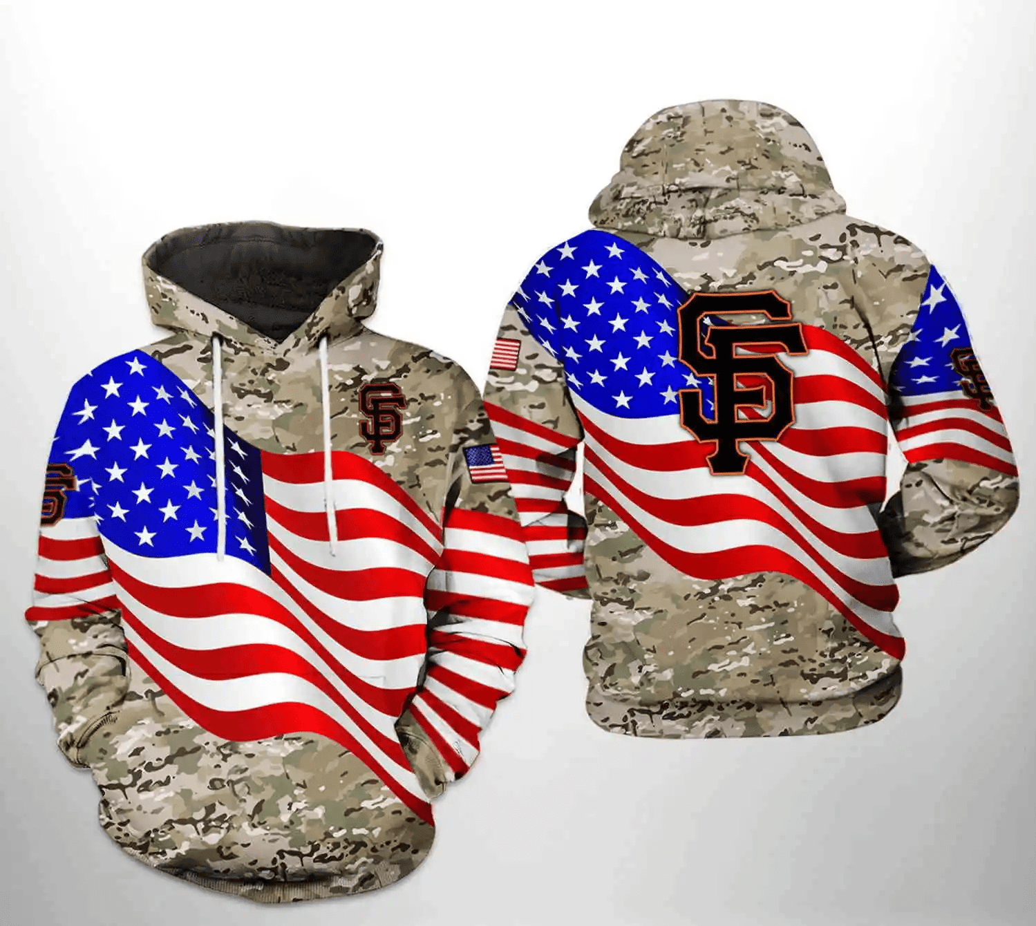 San Francisco Giants US Flag Camo Veteran 3D Hoodie Zipper Stylish and Patriotic Shirt HZ0501