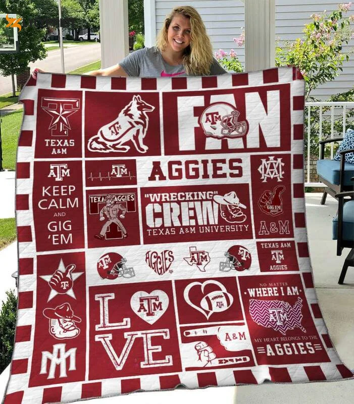 Ncaa Texas A&M Aggies 3D Customized Personalized 3D Customized Quilt Blanket , Soft Quilt, King Size, All Season Cozy Quilt QB0901