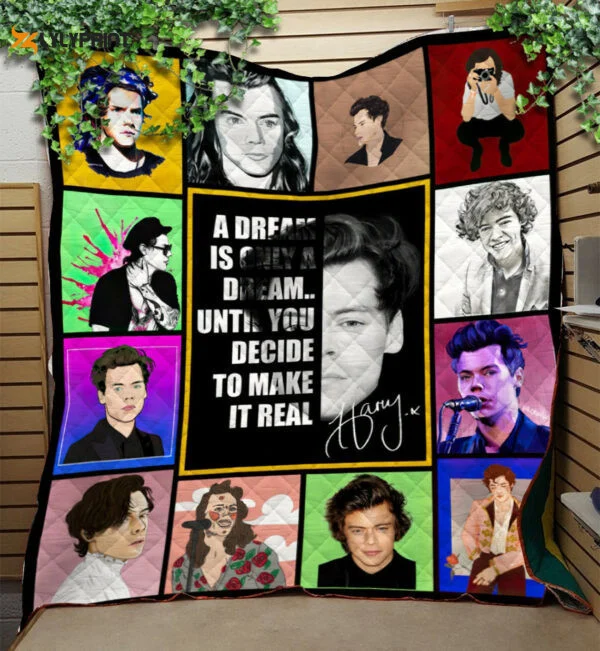 A Harry Little Blanket, Funny Harry Styles Quilt, Gift For Harry Styles Fan, Festive Lights, Harry Singer Quilt Blanket 427 , Soft Quilt, King Size, All Season Cozy Quilt QB0901