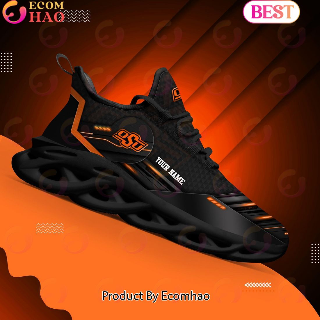 Oklahoma State Cowboys Team Black Clunky Max Soul Shoes Sneakers Custom Your Name  Unisex sneakers MS0601