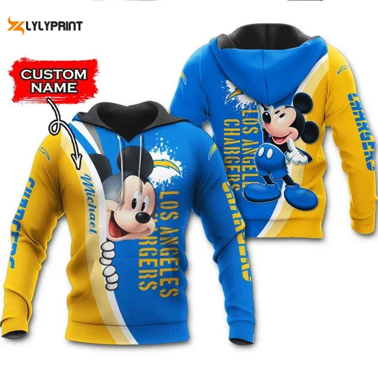 Personalized Los Angeles Chargers Mickey Mouse Custom Name - Hoodie 3D HZ0501
