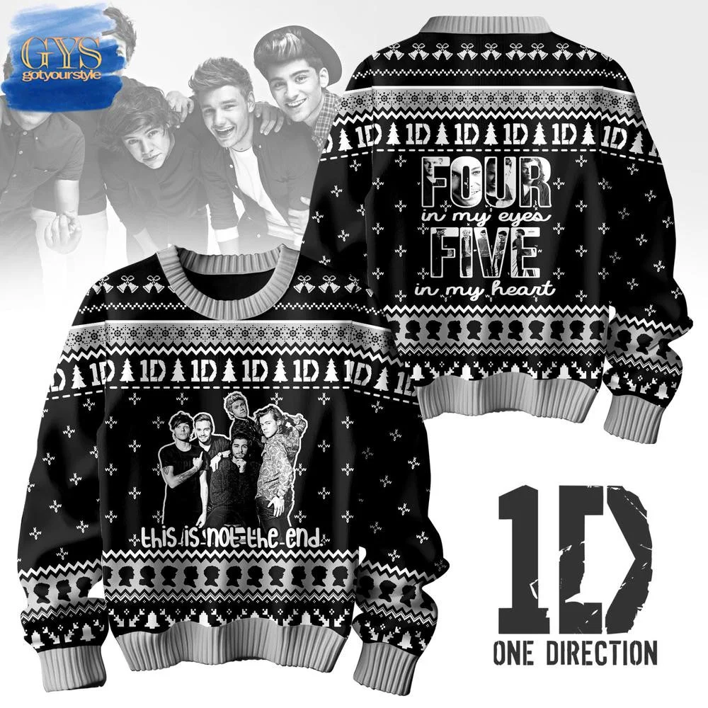 One Direction Five In My Heart Ugly Christmas Sweater , Cozy Soft Unisex Pullover SW0601