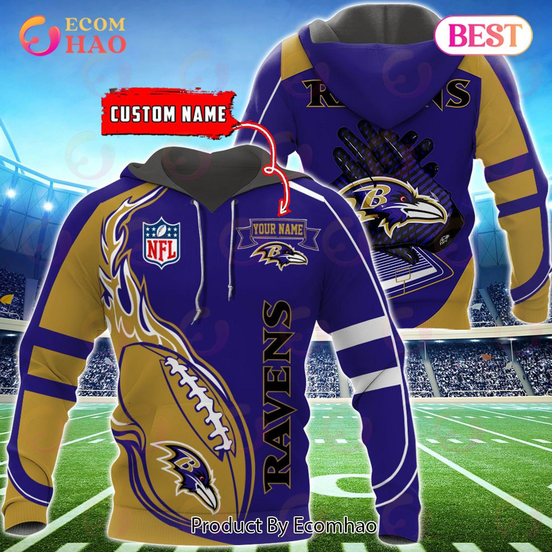 Baltimore Ravens Custom Name Hoodie, Baseball Jacket, T-Shirt, Zipper, Sweatshirt, Zip Hoodie, Man – Women, Warm, Premium Quality HZ0501