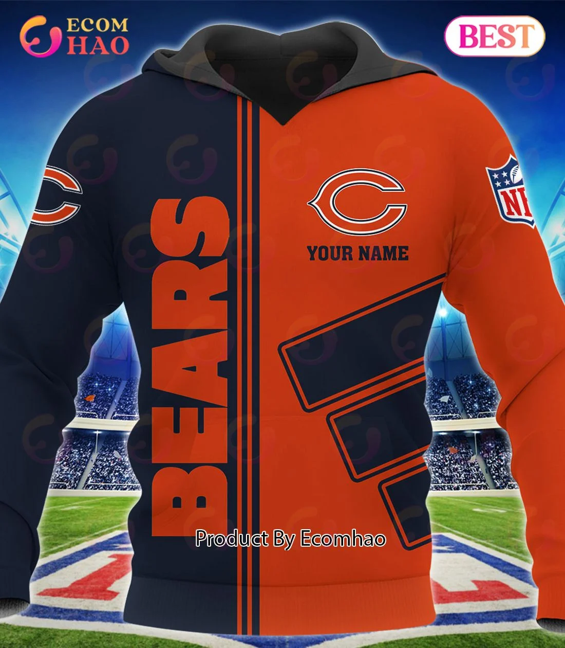 Chicago Bears Football Sport 3D Clothings Custom Your Name, Fan Gifts, Zip Hoodie, Man - Women, Warm, Premium Quality HZ0501