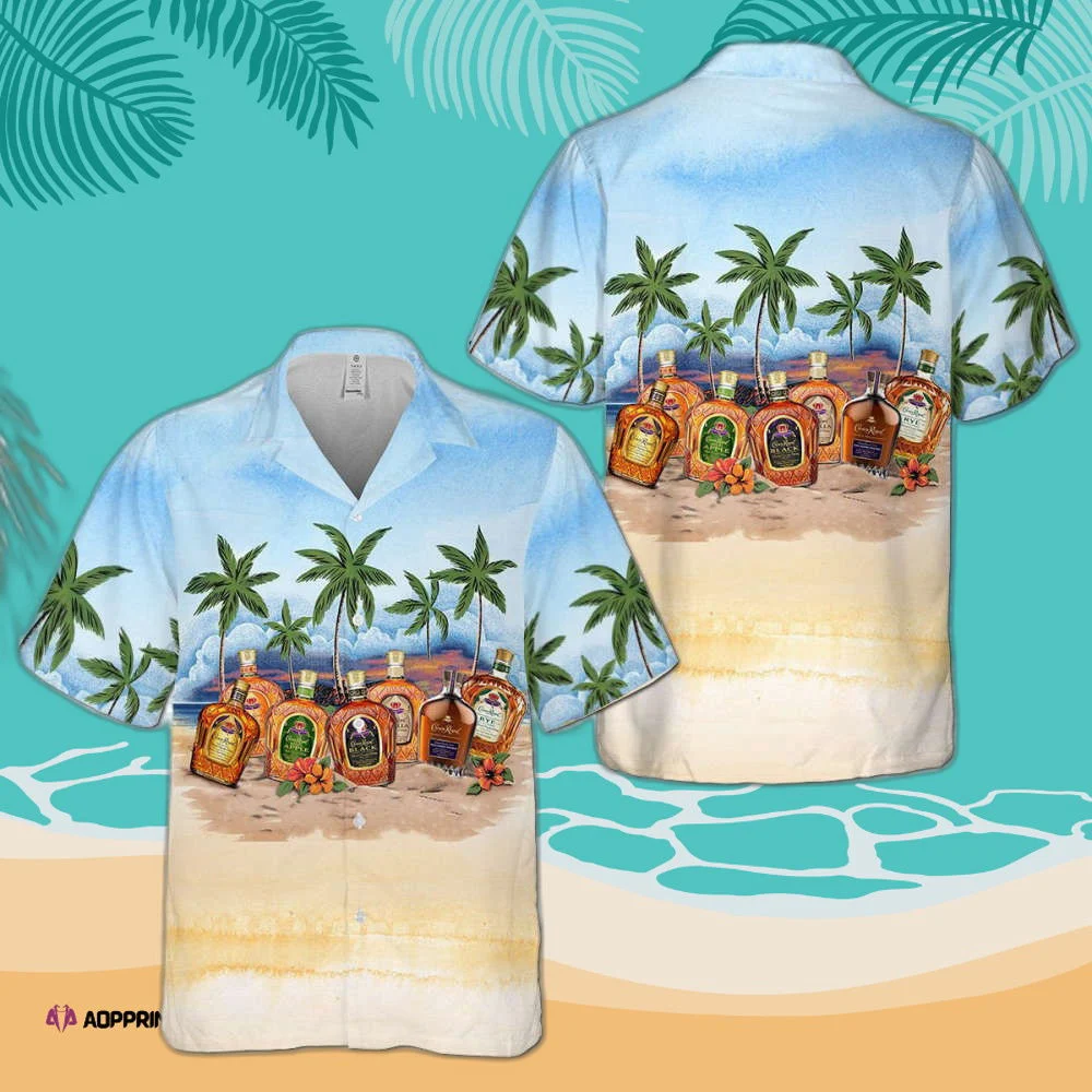 Crown Royal Collection Palm Tree Hawaiian Shirt Beach Holiday HW0601